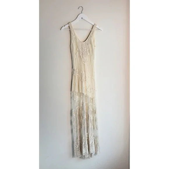 Zara Women's vintage-inspired White Floral Embroidered Mesh Maxi Dress Size XS - Picture 2 of 10